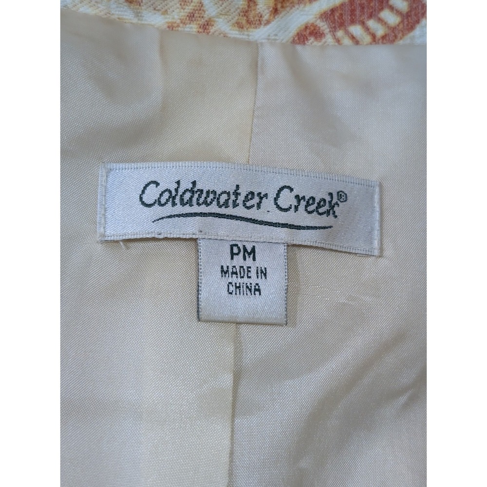 Coldwater Creek Jacket Blazer Petite M Orange Yellow Colorful Spring Old Money - Picture 9 of 13